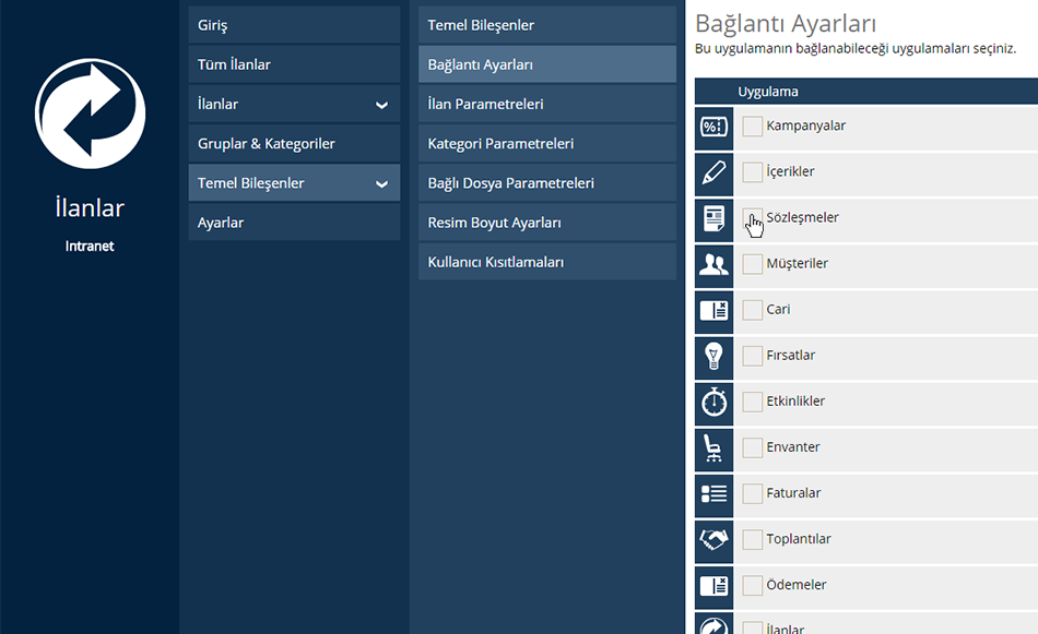 İlanlar Bağlantı Ayarları