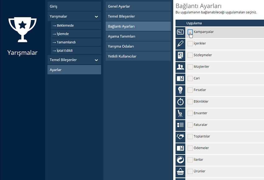 Yarışmalar Bağlantı Ayarları