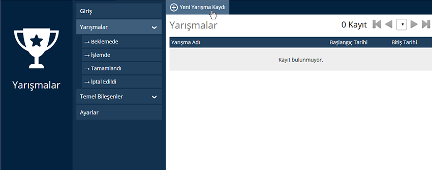 Yeni Yarışma Ekleme