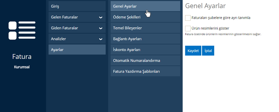 Fatura Genel Ayarlar