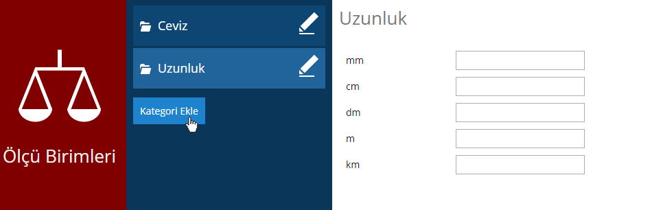 Ölçü Birimi Ekle