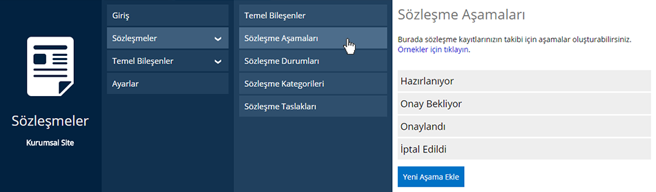 Sözleşme Aşaması Ekleme