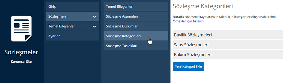 Sözleşme Kategori Ekleme