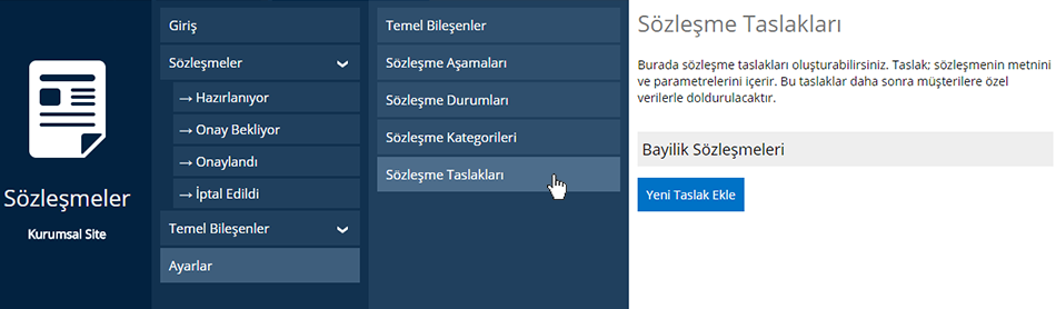 Sözleşme Taslak Ekleme