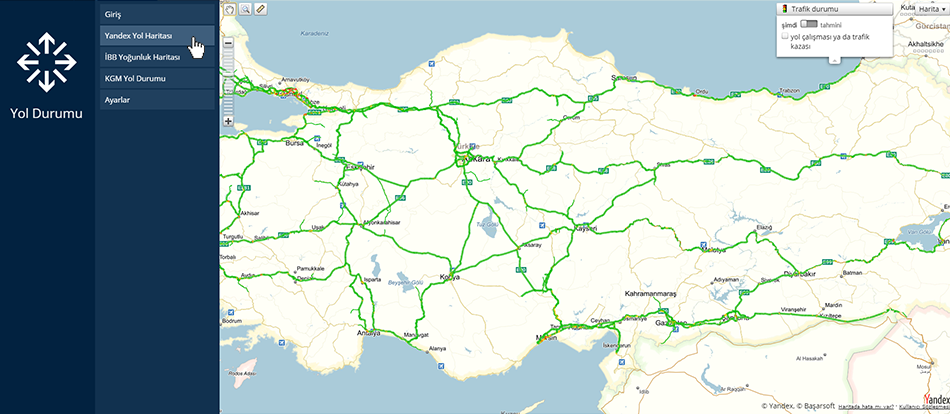 Yol Durumu, Yandex Yol Haritası