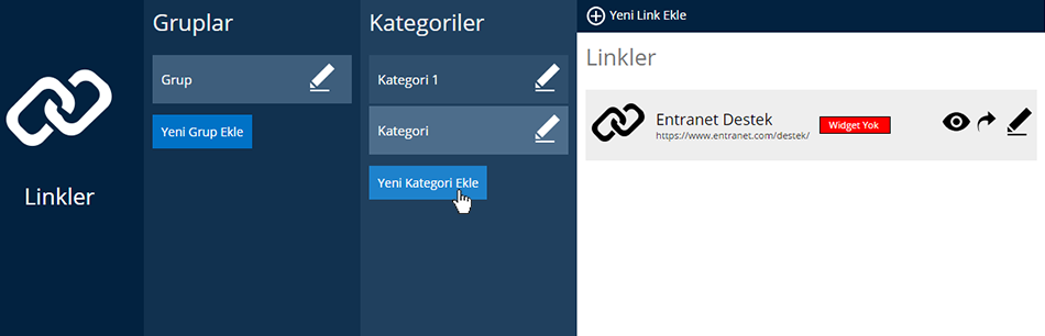 Linkler Yeni Kategori Ekle