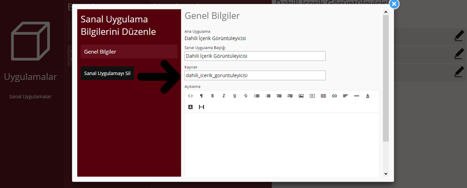 Dahili İçerik Görüntüleyici Sanal Uygulama Genel Bilgiler