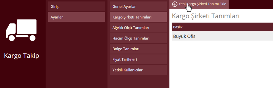 Kargo Takip Yeni Kargo Şirketi Tanımı Ekleme